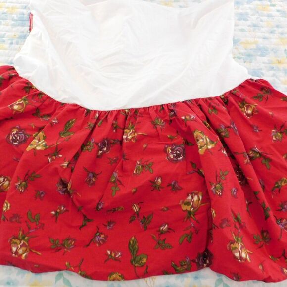 Ralph Lauren Red Floral Twin Bed Skirt Cotton Muse True Red Bud Roses 15 in Drop - Picture 7 of 7